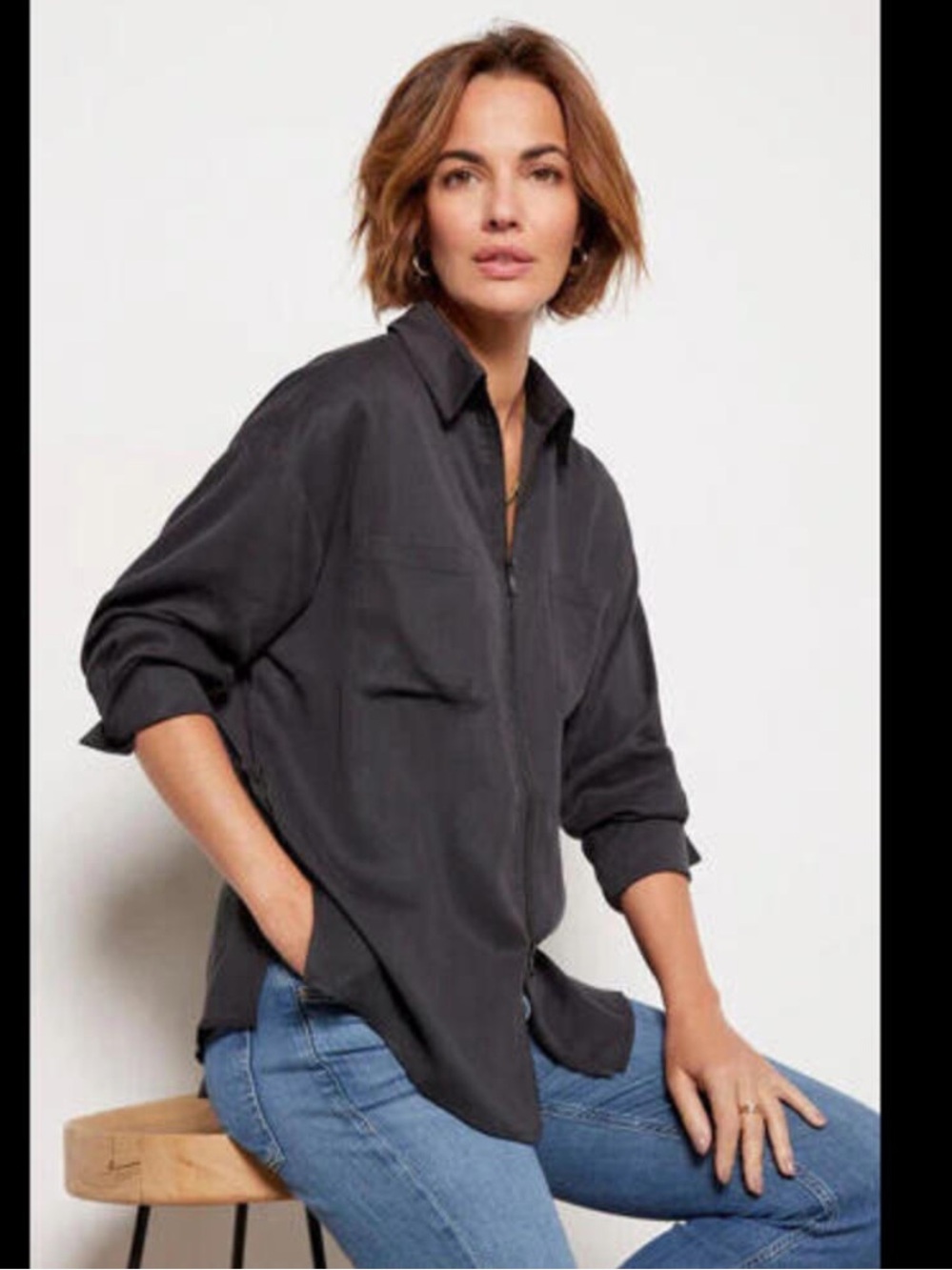 LNA Pirate Black Radar Zip Up Long Sleeve Collared Shirt Small NWT $145 MSRP
